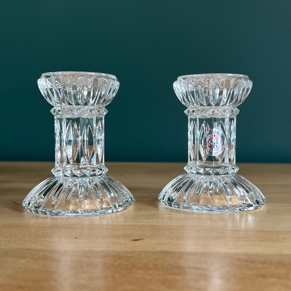 Vintage St George Crystal Glass Candle Holders X2 - Picture 8 of 10